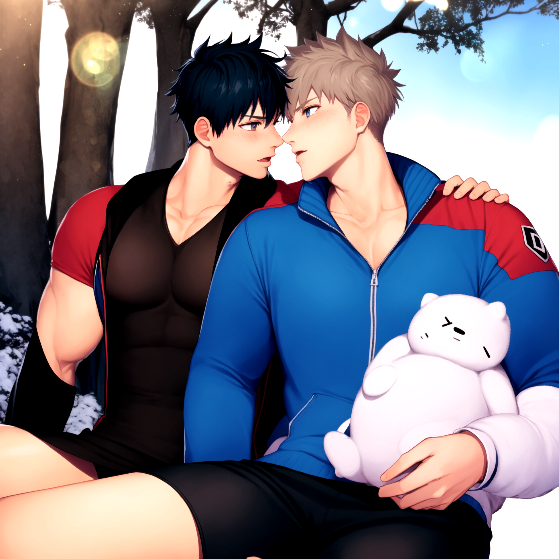 00345-614528231-_lora_haruaki_5-000004_0.8_,masterpiece, best quality, 2boys, male focus, yaoi, blush, kiss, brown eyes, blue eyes, looking at a.png